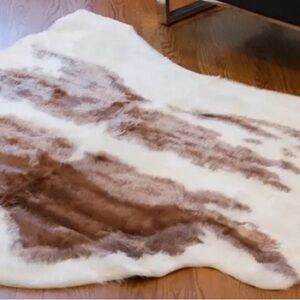 White and Brown Faux Cowhide Rug